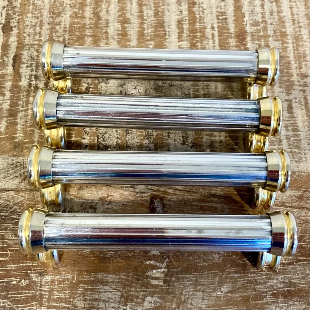 4 Knife Rests Chopstick Rests Signed SL Silver Plated and Gold Tone Vintage